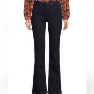 NYDJ Barbara Bootcut Black Denim Stretch Lift X Tuck Technology Jeans 14 Short